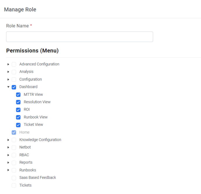 Role wise Dashboard Widget Tab